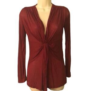 Dark Red Rayon Tissue Knit Top The Rag Story Lightweight Bodycon USA